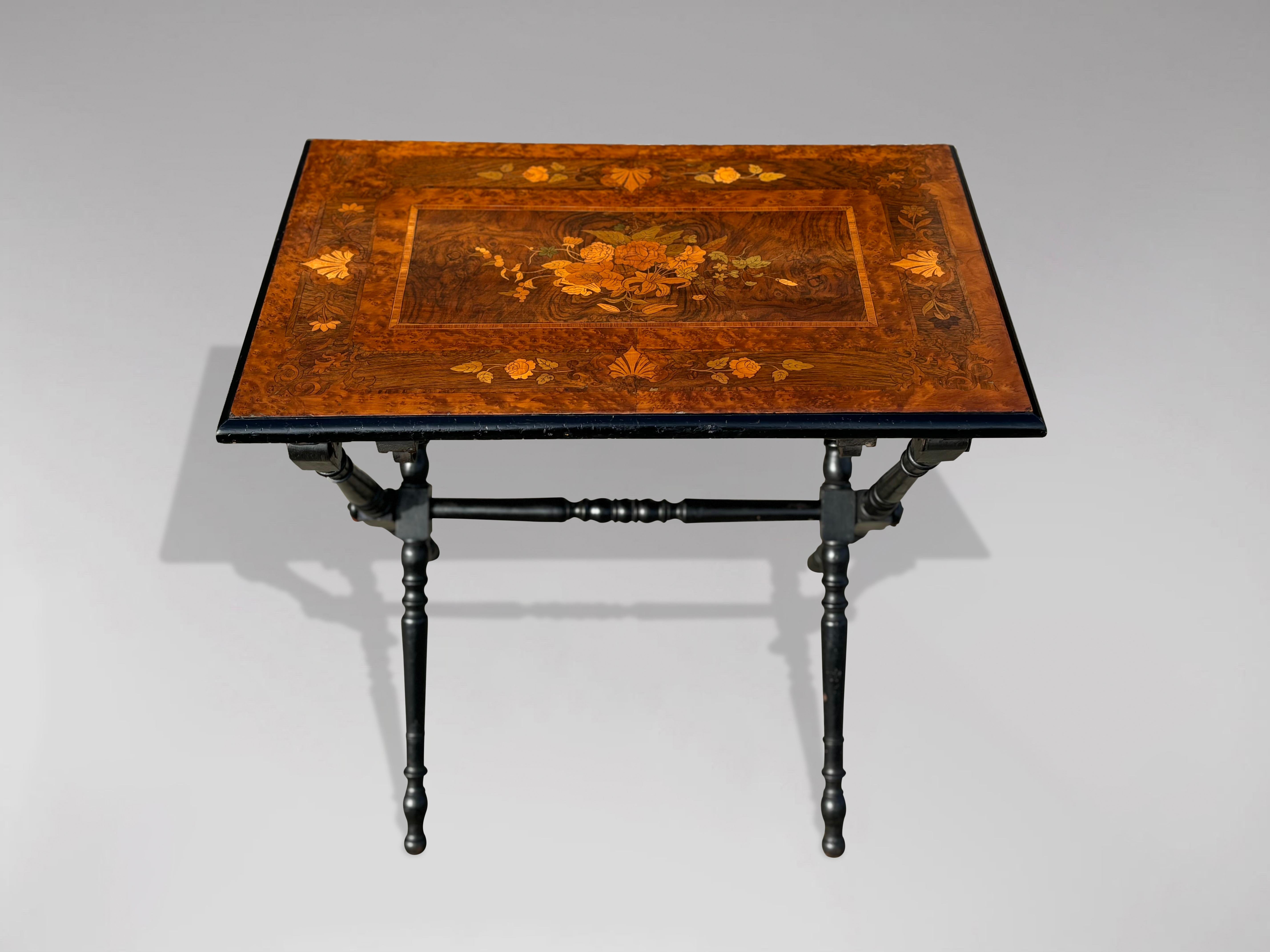 19th Century French Napoleon III Marquetry Folding Table In Good Condition For Sale In Petworth,West Sussex, GB