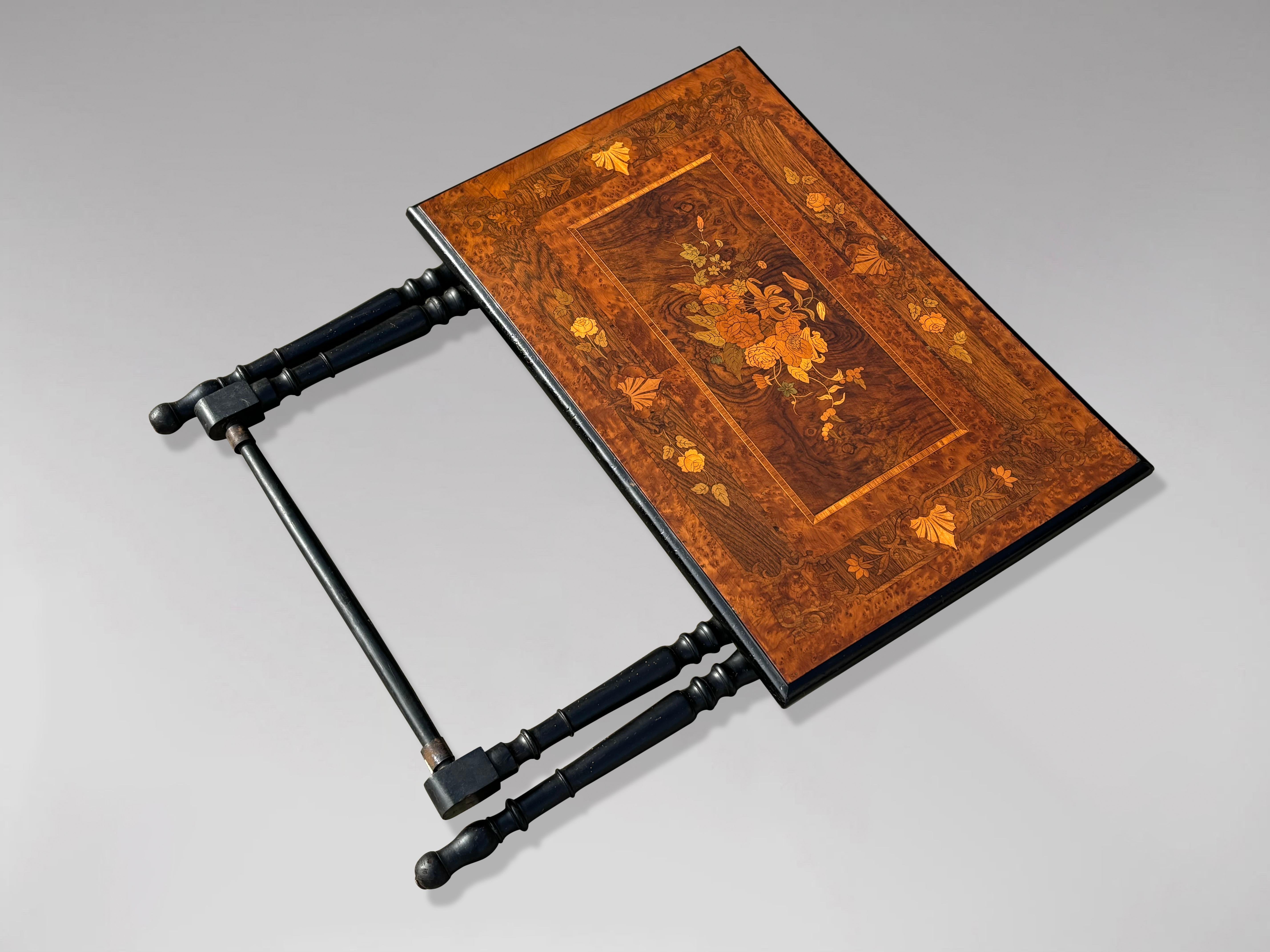 Wood 19th Century French Napoleon III Marquetry Folding Table For Sale