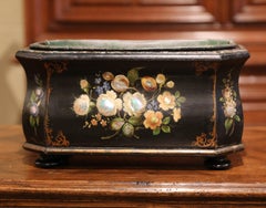 19th Century French Napoleon III Mother of Pearl and Painted Bombe Jardinière
