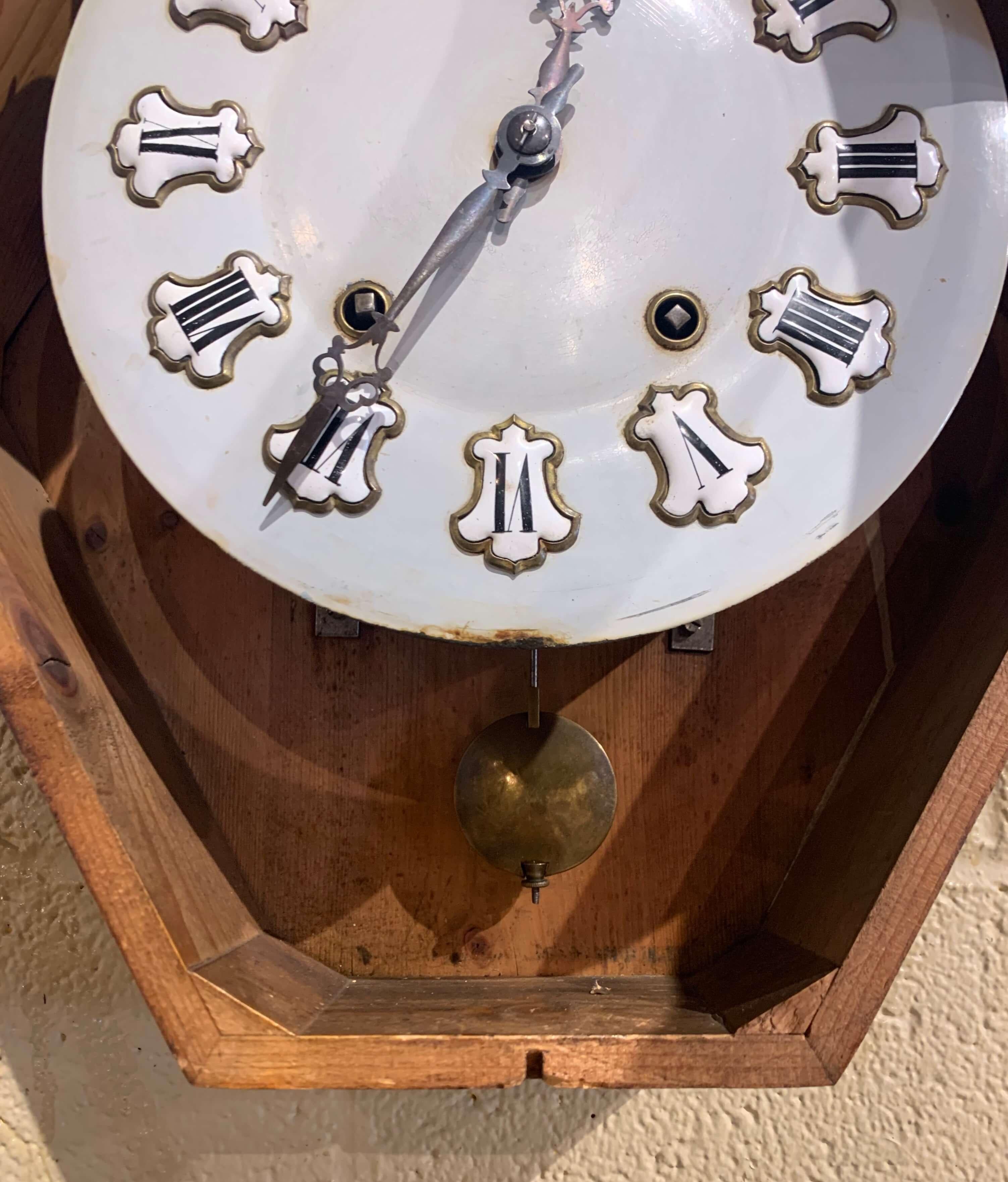 19th Century French Napoleon III Mother of Pearl Inlay and Painted Wall Clock 3