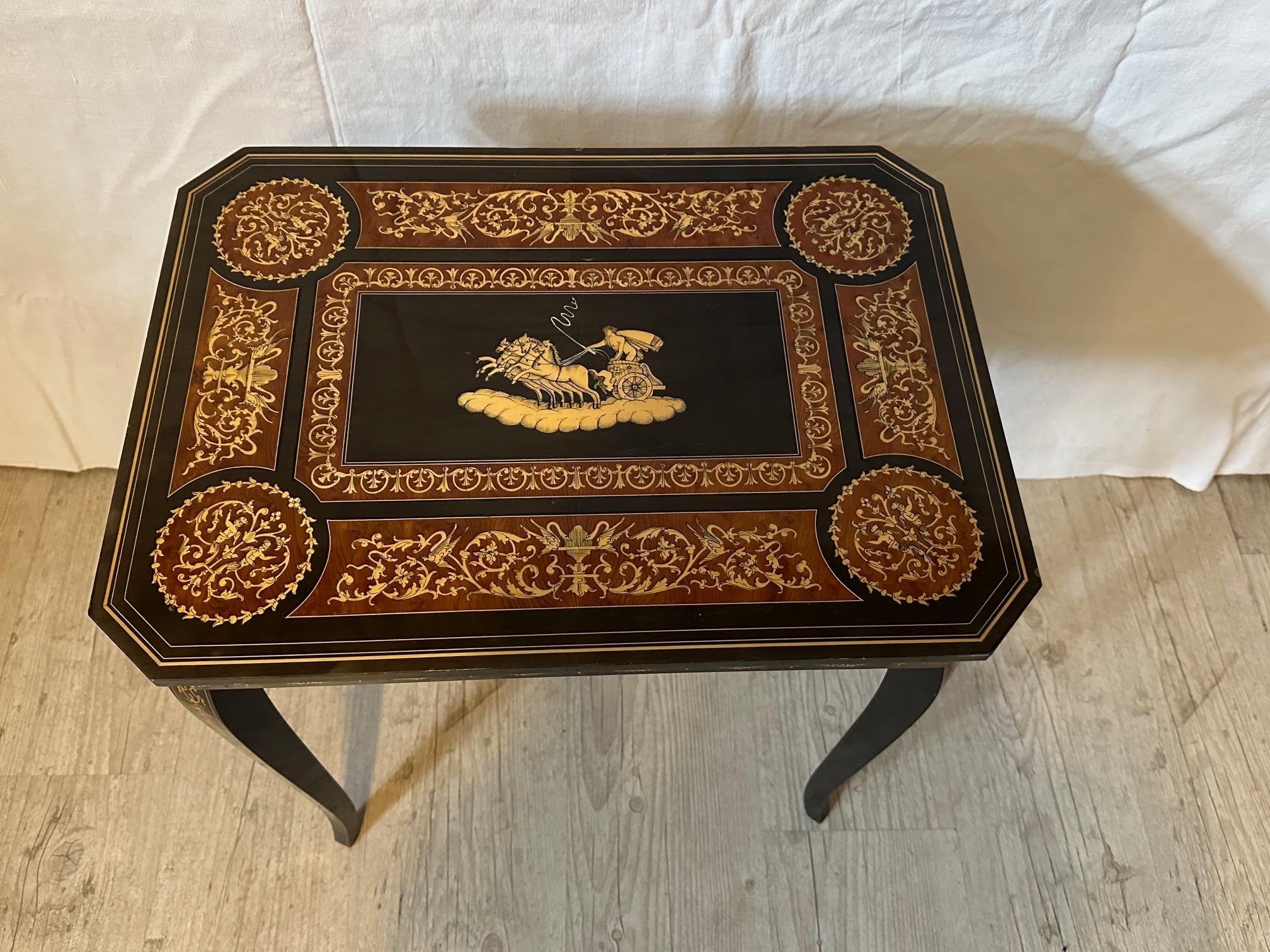 19th century French Napoleon III Musical Side Table, 1870S In Good Condition For Sale In LEGNY, FR