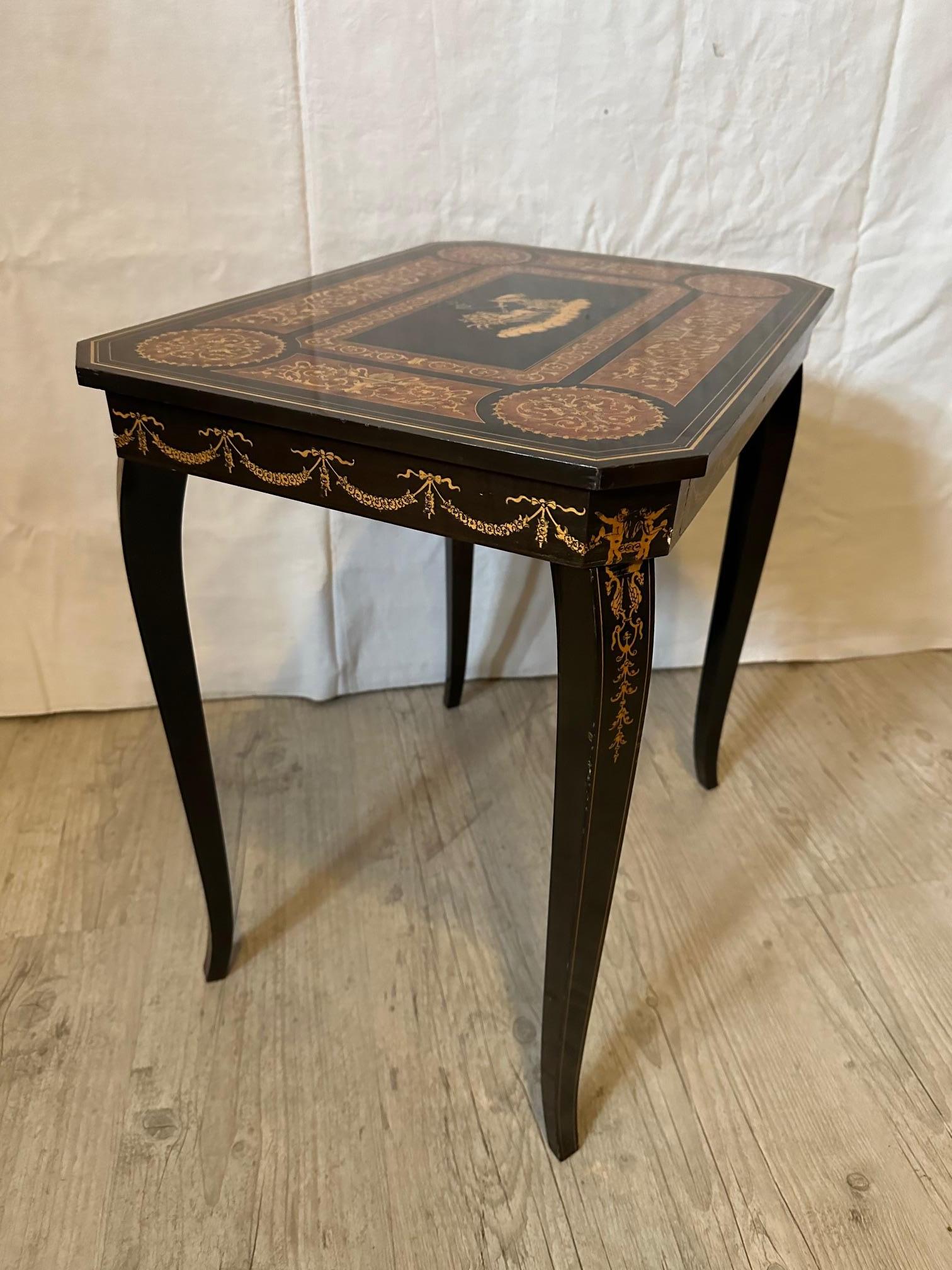 19th century French Napoleon III Musical Side Table, 1870S For Sale 2