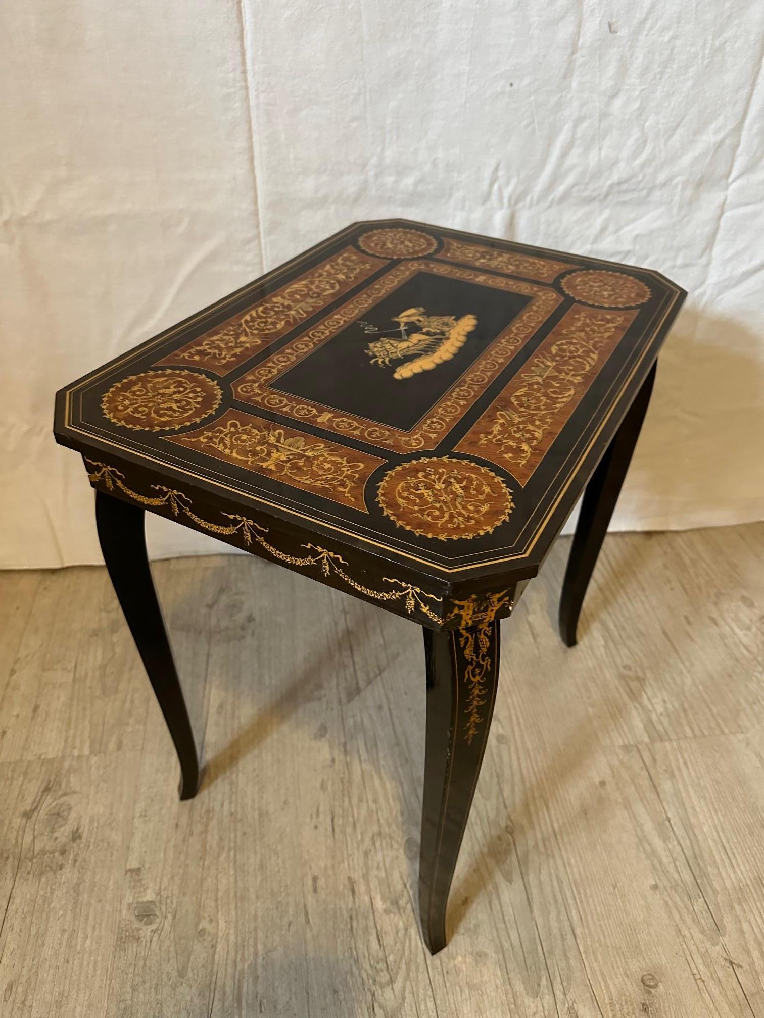 19th century French Napoleon III Musical Side Table, 1870S For Sale 3