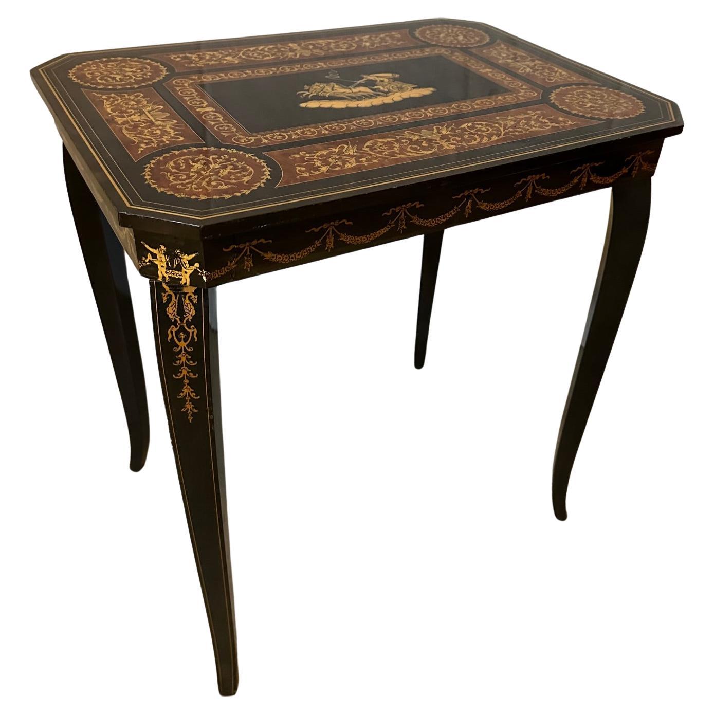 19th century French Napoleon III Musical Side Table, 1870S For Sale