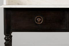 Tavolo da toilette o lavabo in Oak Oak del XIX secolo con marmo di Carrara