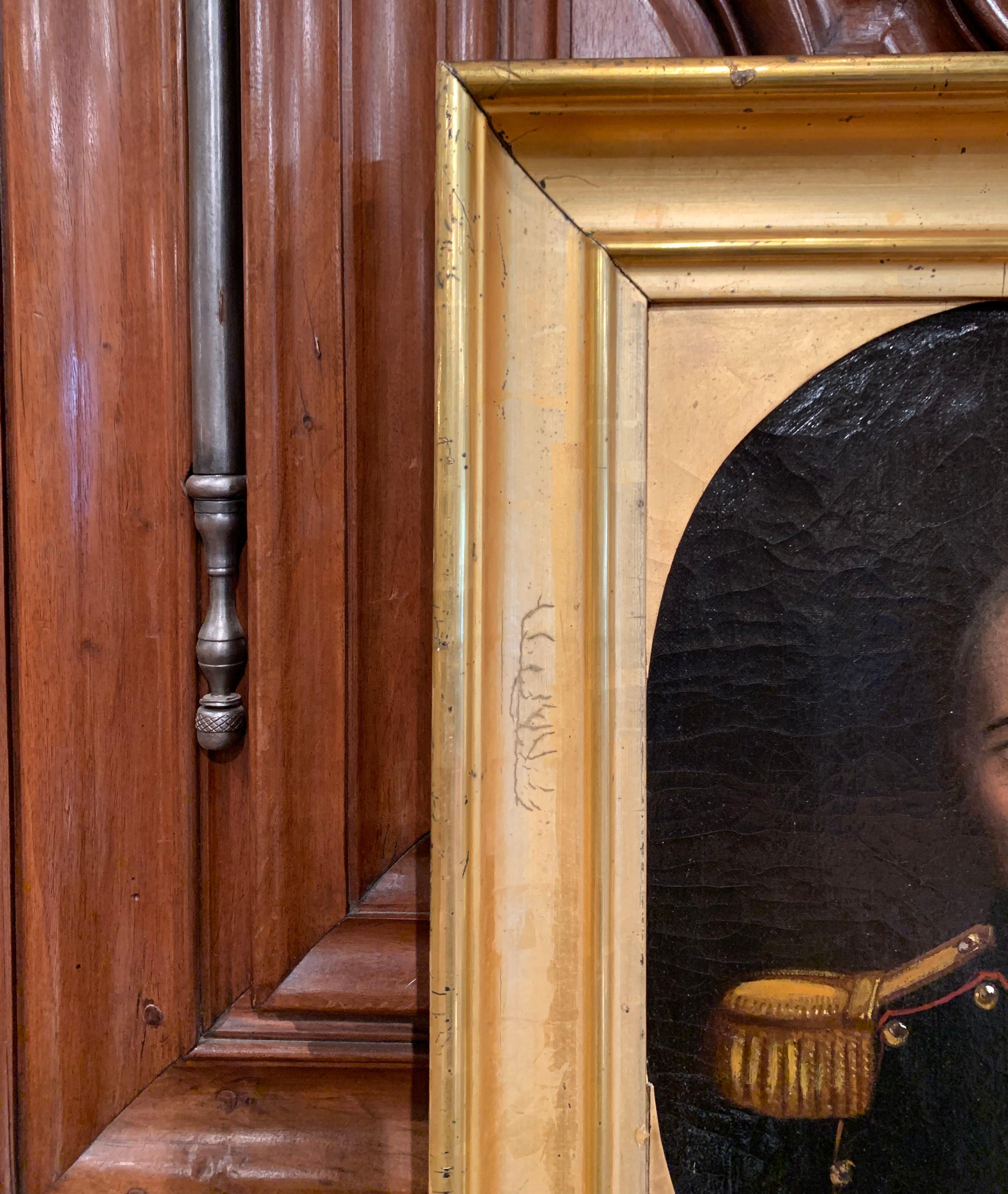 XIXe siècle Portrait français du XIXe siècle représentant Napoléon III, huile sur toile dans un cadre doré en vente
