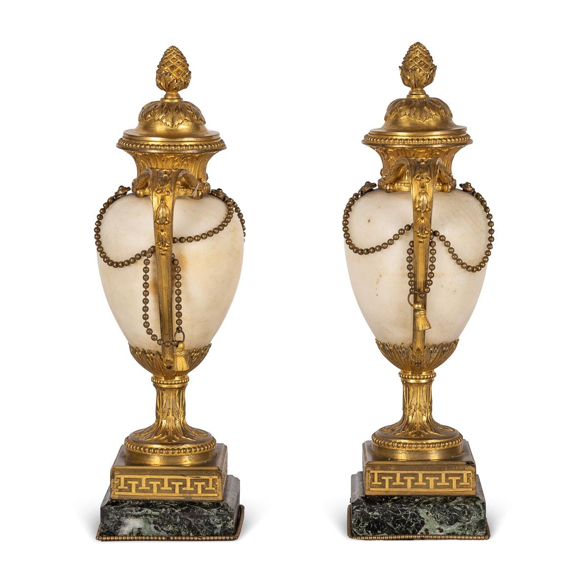 19th Century French Napoleon III Ormolu & White Marble Urns, circa 1850 In Good Condition For Sale In Royal Tunbridge Wells, Kent