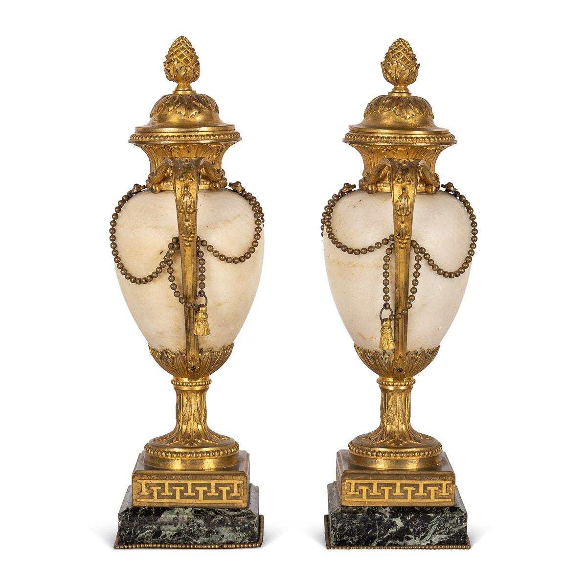 19th Century French Napoleon III Ormolu & White Marble Urns, circa 1850 For Sale 2