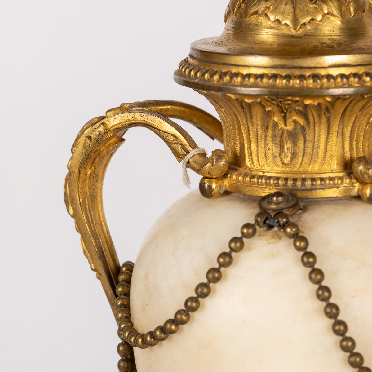 19th Century French Napoleon III Ormolu & White Marble Urns, circa 1850 For Sale 4