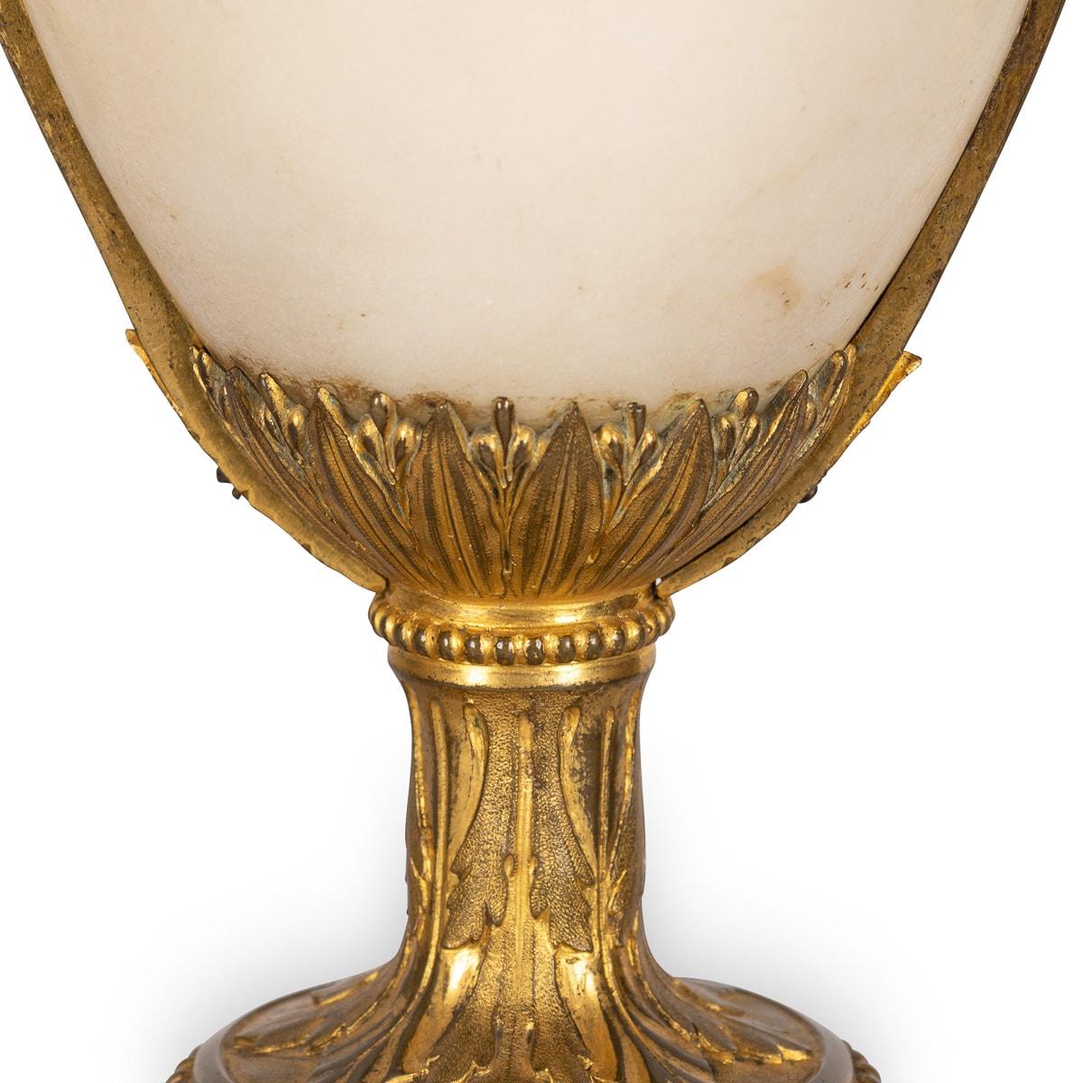 19th Century French Napoleon III Ormolu & White Marble Urns, circa 1850 For Sale 6