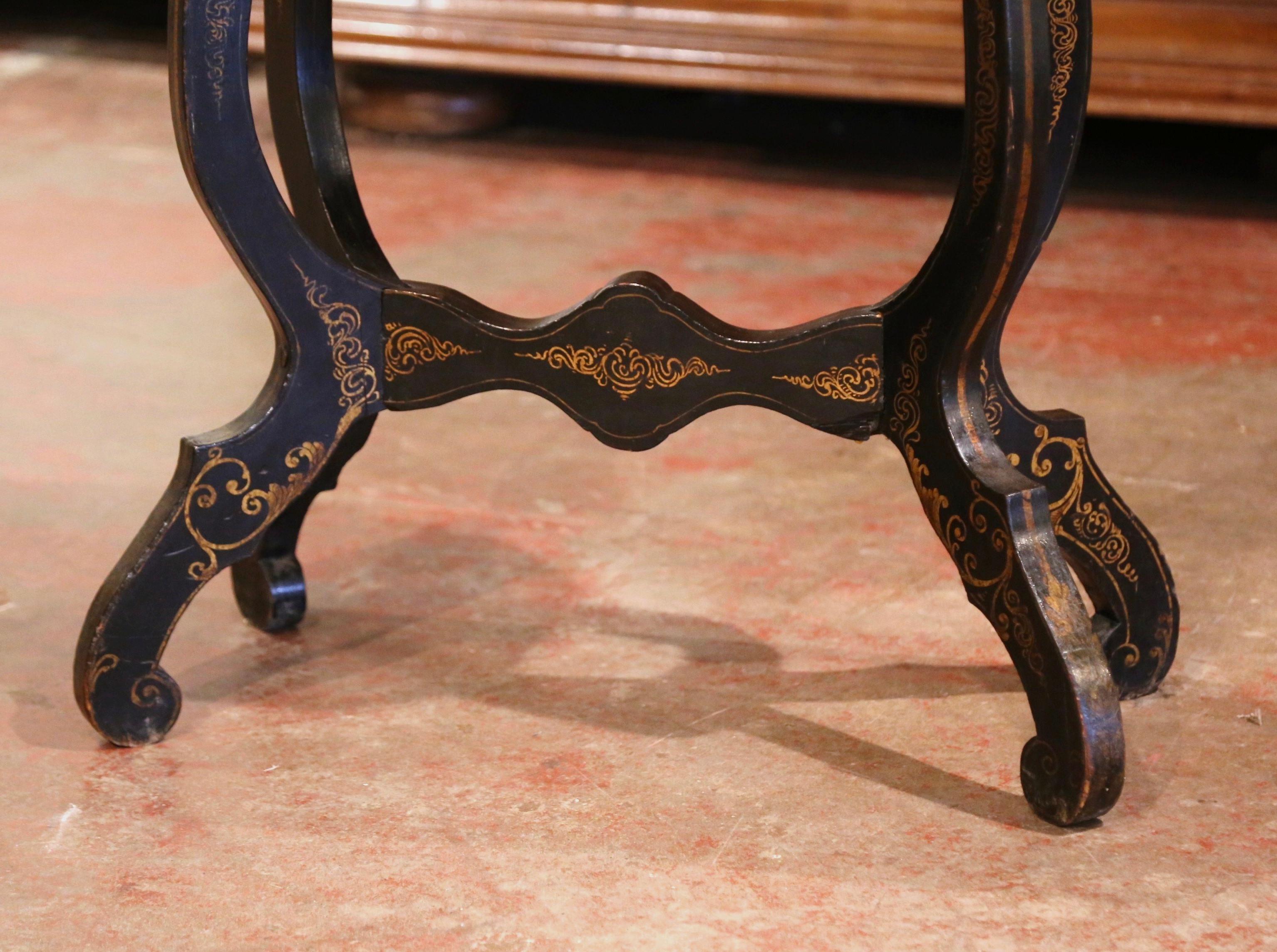 19th Century French Napoleon III Painted Plant Stand with Floral Motifs 5