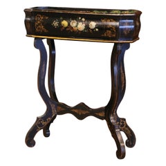 19th Century French Napoleon III Painted Plant Stand with Floral Motifs