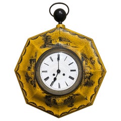 19th Century, French Napoleon III Painted Tole Wall Clock