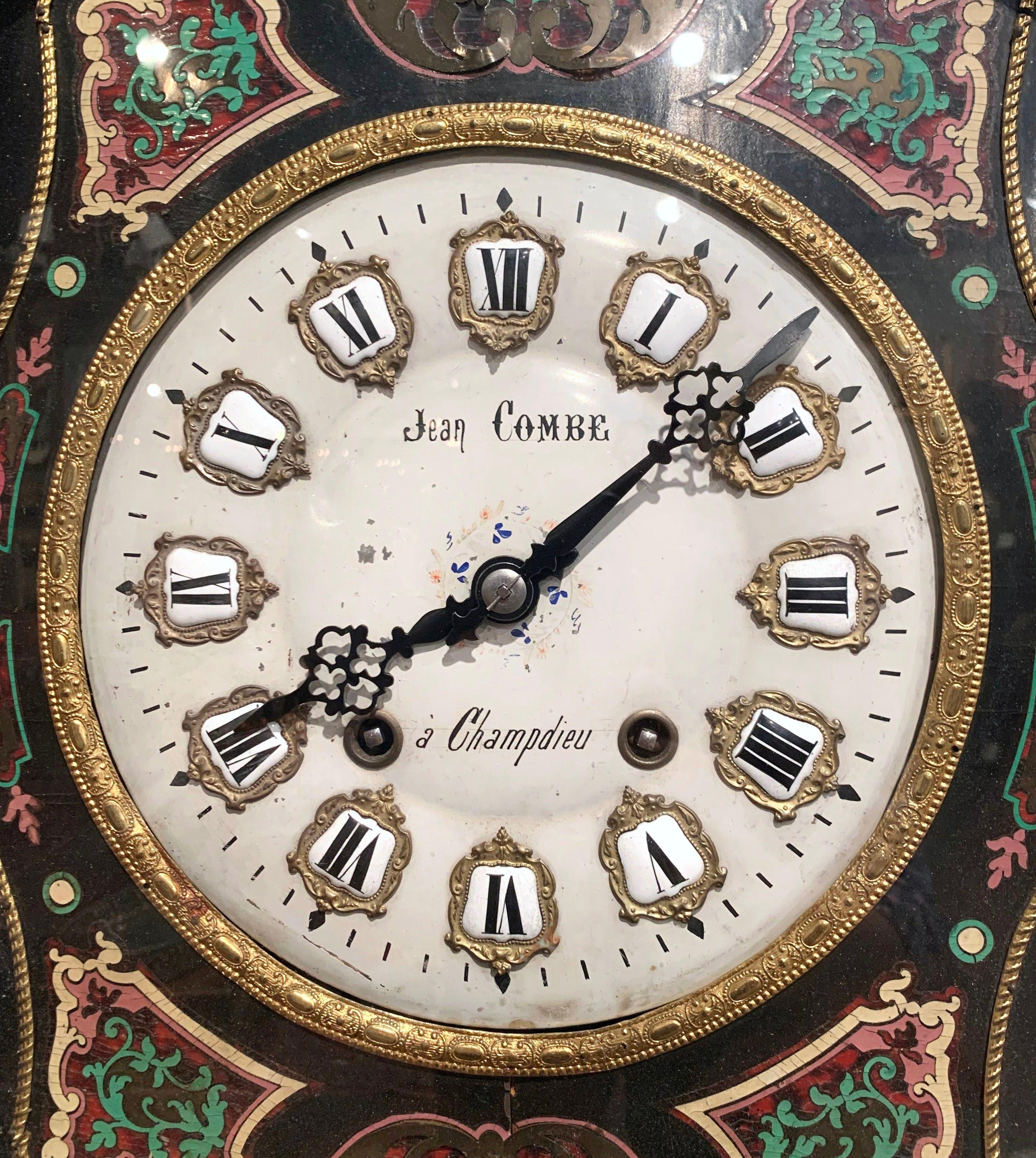 19. Jahrhundert Französisch Napoleon III Ebenholz gemalt Wanduhr (Napoleon III.) im Angebot