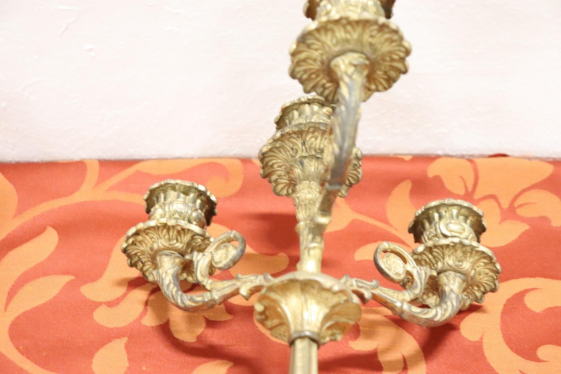 19th Century French Napoleon III Pair of Candelabras in Gilded Bronze 4 Arms 7