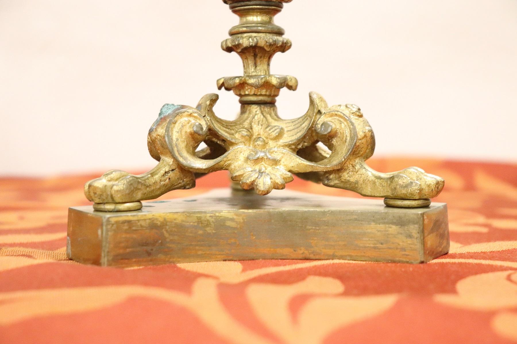 19th Century French Napoleon III Pair of Candelabras in Gilded Bronze 4 Arms 8