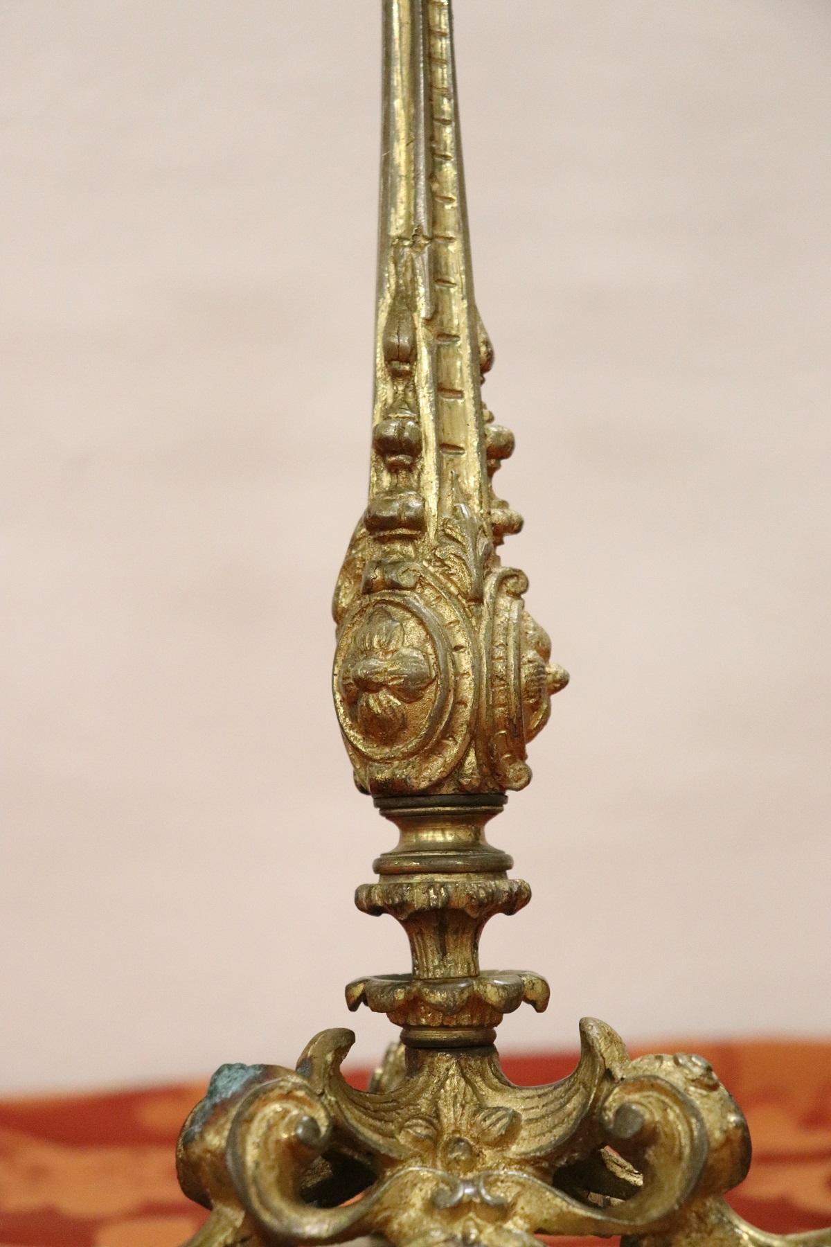 19th Century French Napoleon III Pair of Candelabras in Gilded Bronze 4 Arms 9