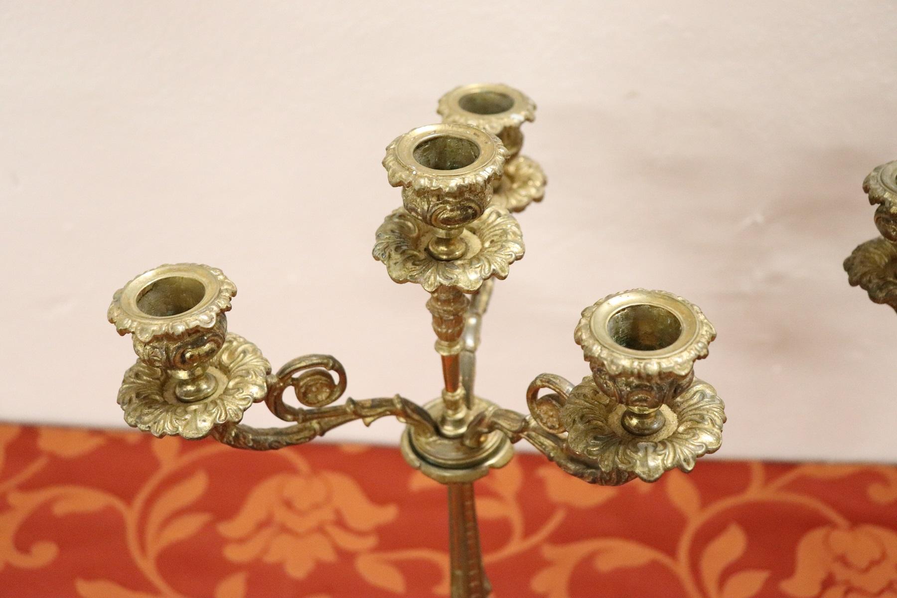 19th Century French Napoleon III Pair of Candelabras in Gilded Bronze 4 Arms In Good Condition In Casale Monferrato, IT