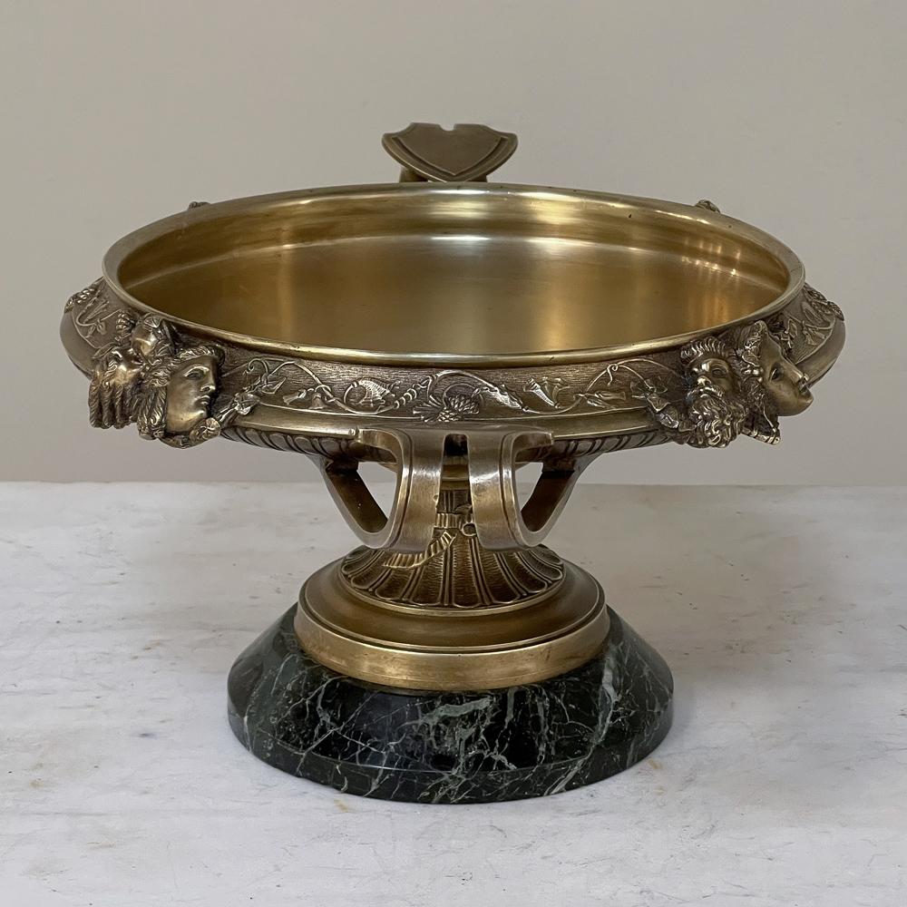 Hand-Crafted 19th Century French Napoleon III Period Bronze Centerpiece on Marble Base For Sale