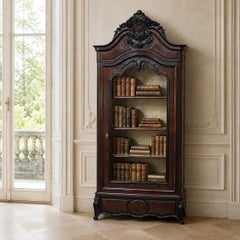 19th Century French Napoleon III Period Burled Walnut Display Armoire ~ Bookcase
