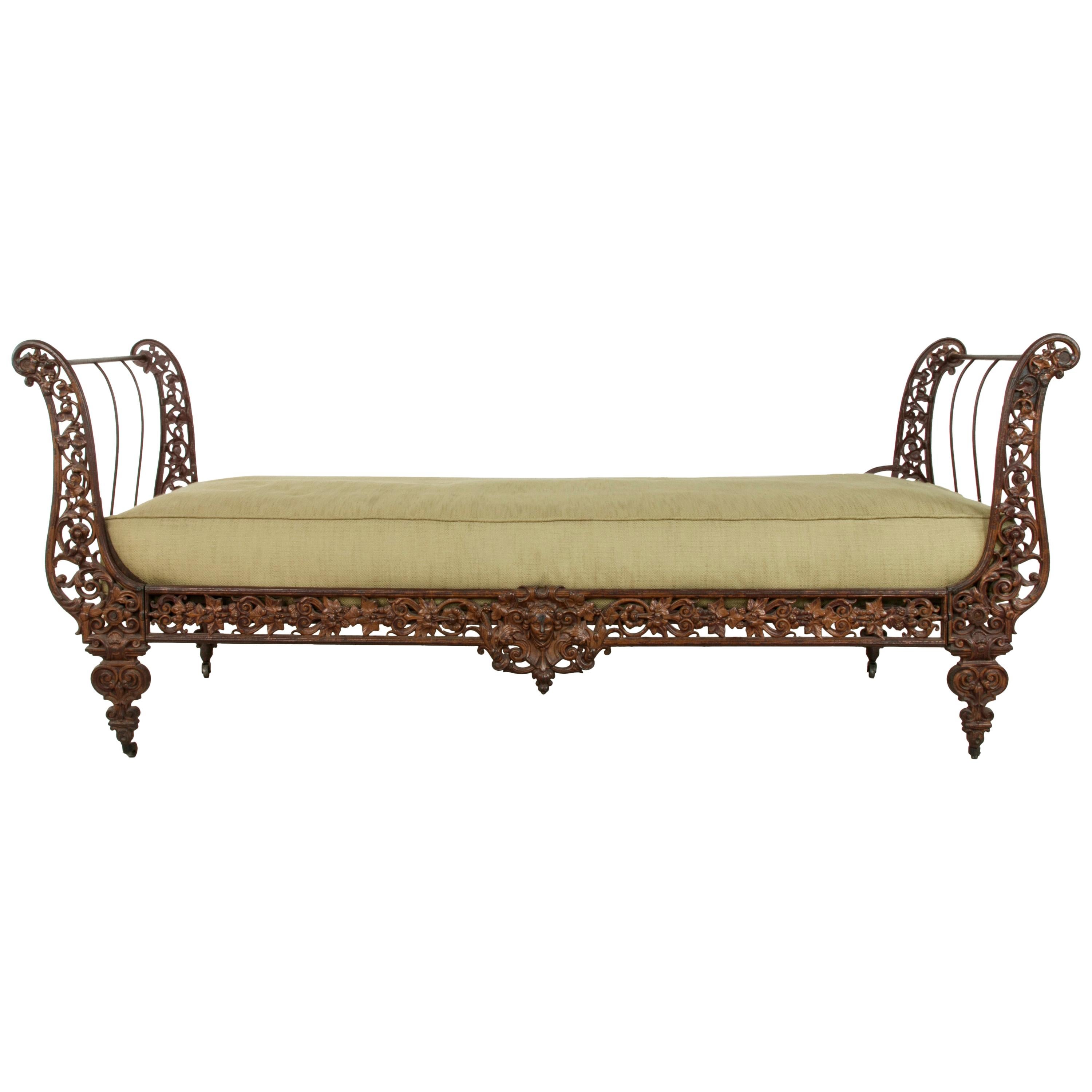 19th Century French Napoleon III Period Cast Iron Daybed or Sleigh Bed