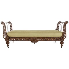 19. Jahrhundert Französisch Napoleon III Periode Gusseisen Daybed oder Schlitten Bett