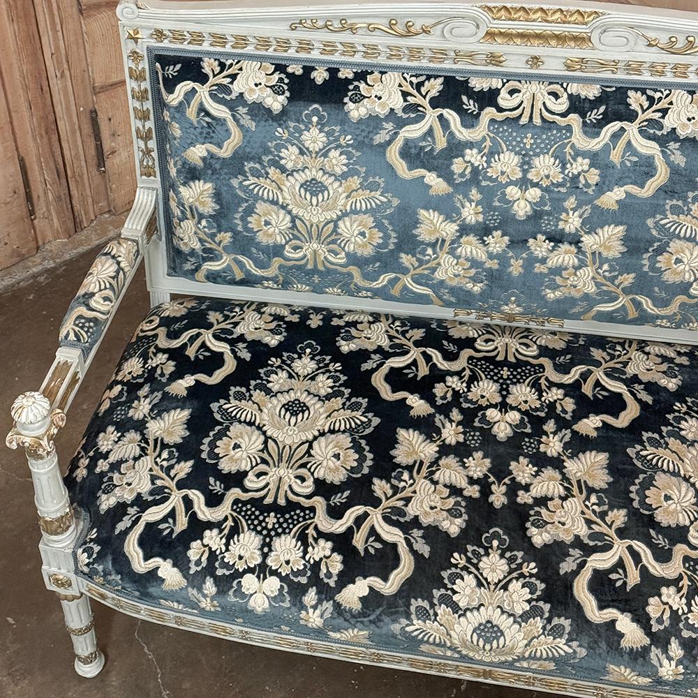 Late 19th Century 19th Century French Napoleon III Period Empire Style Painted Sofa ~ Canape For Sale