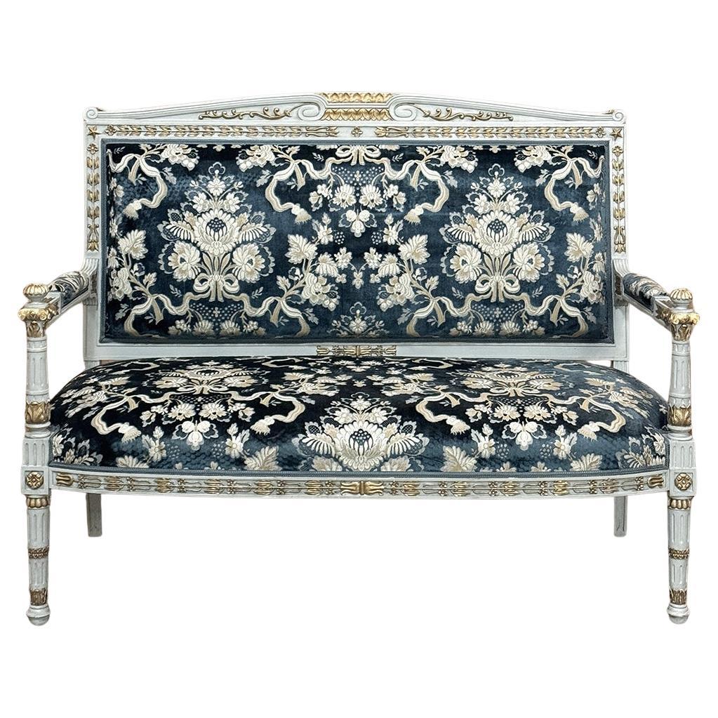 19th Century French Napoleon III Period Empire Style Painted Sofa ~ Canape For Sale