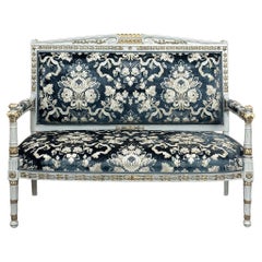 Französisches bemaltes Sofa ~ Canape, Napoleon III.-Periode, Empire-Stil, 19. Jahrhundert