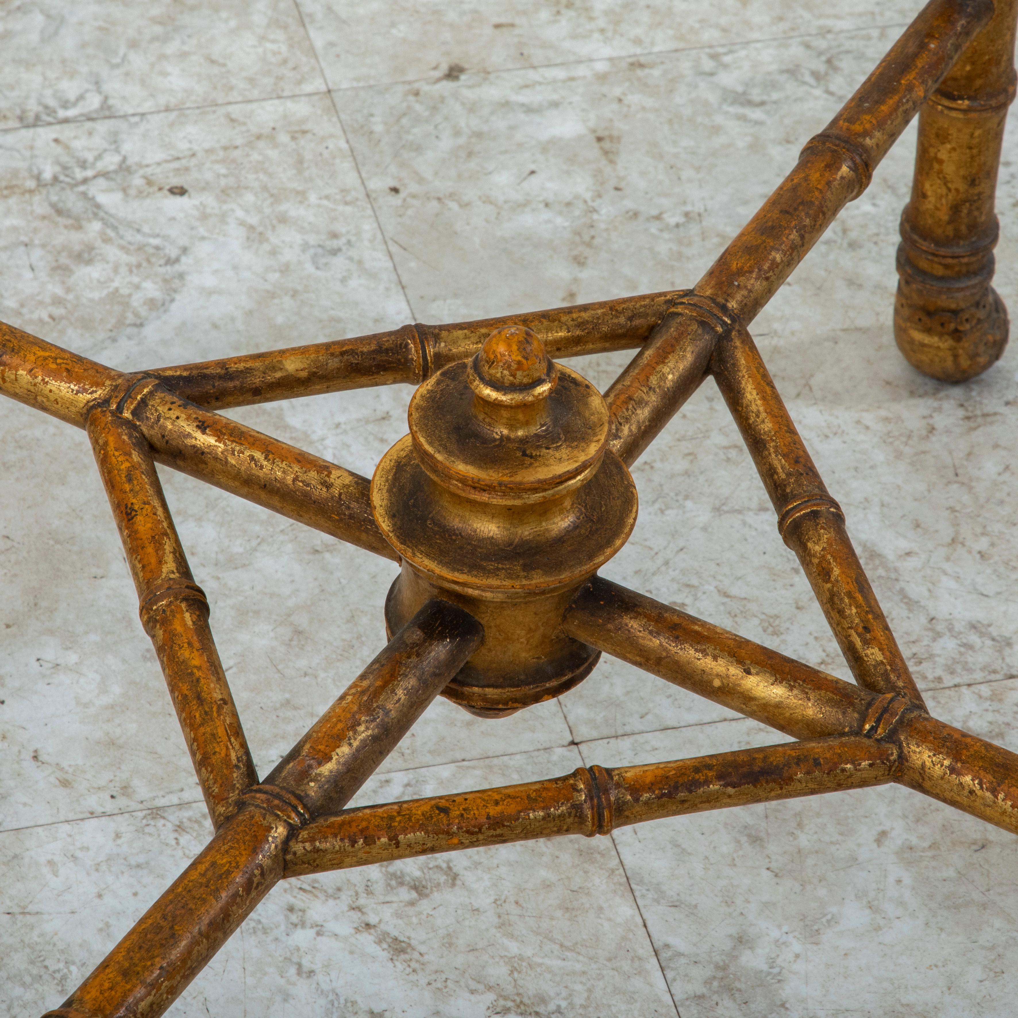 Table d'appoint d'époque Napoléon III en faux bambou et bois doré, marbre, 19e siècle en vente 5