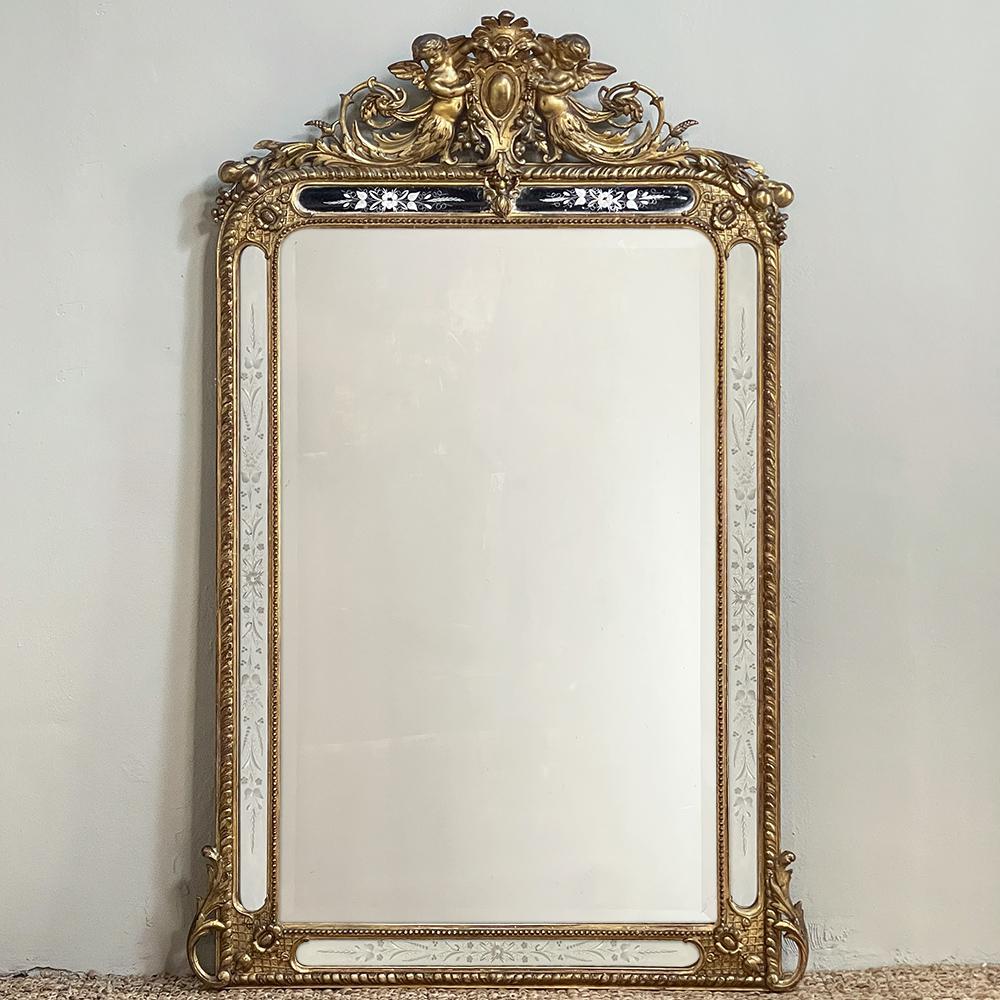 Hand-Crafted 19th Century French Napoleon III Period Gilded Mirror For Sale