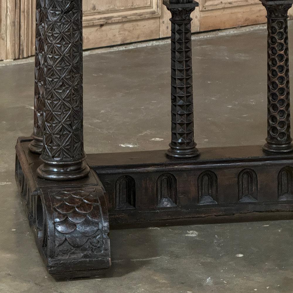 19th Century French Napoleon III Period Gothic Revival Walnut Library Table For Sale 9