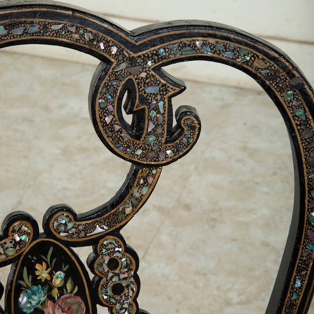 19th Century French Napoleon III Period Hand Painted Tole Fireside Chair 1