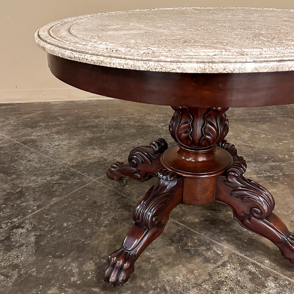 19th Century French Napoleon III Period Mahogany Marble Top Center Table For Sale 8