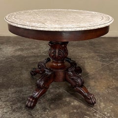 19th Century French Napoleon III Period Mahogany Marble Top Center Table