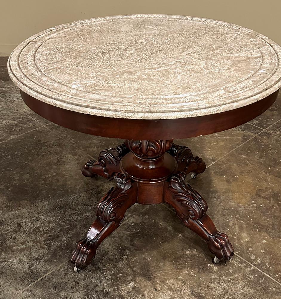 Late 19th Century 19th Century French Napoleon III Period Mahogany Marble Top Center Table For Sale
