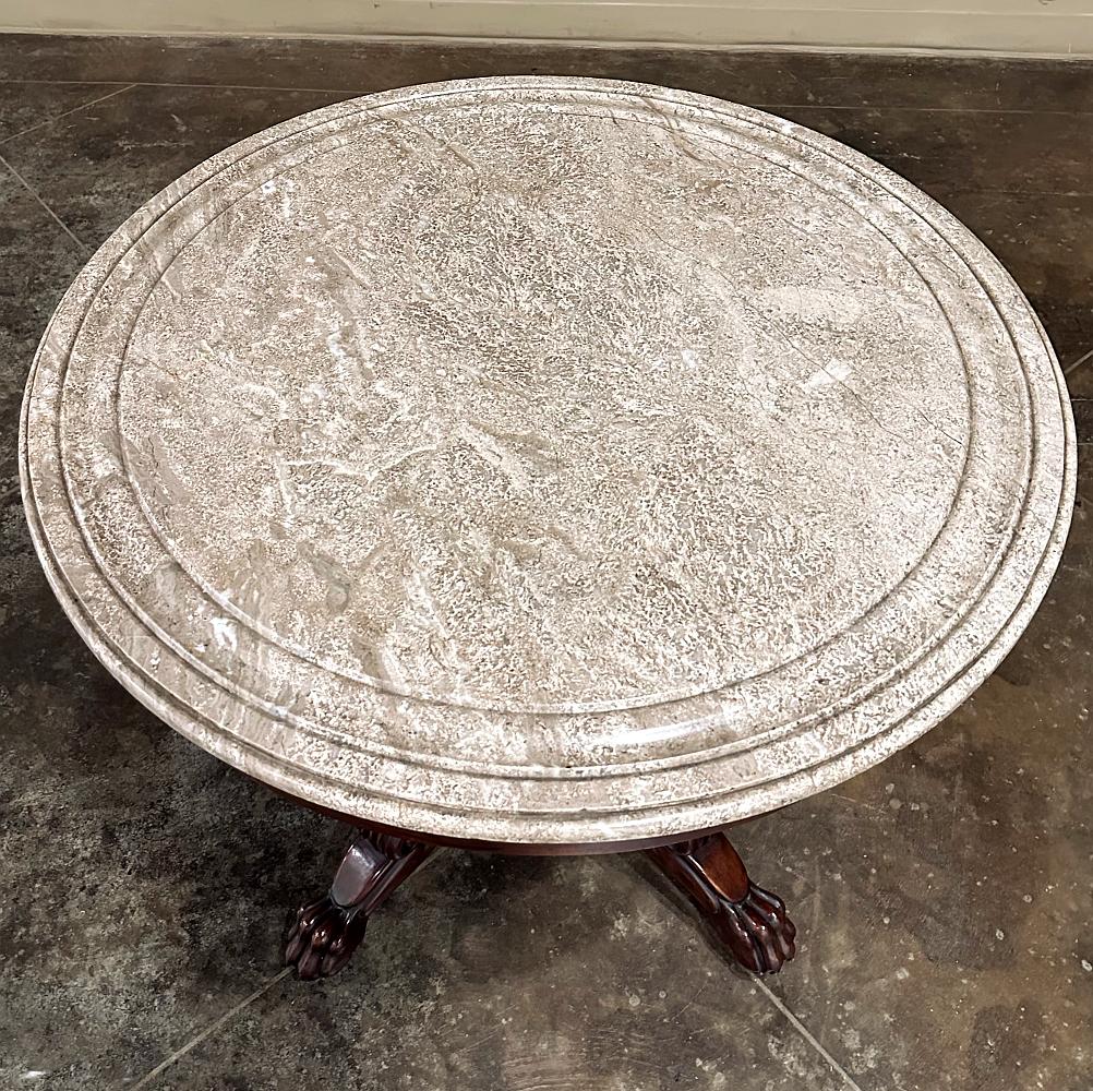 19th Century French Napoleon III Period Mahogany Marble Top Center Table For Sale 2