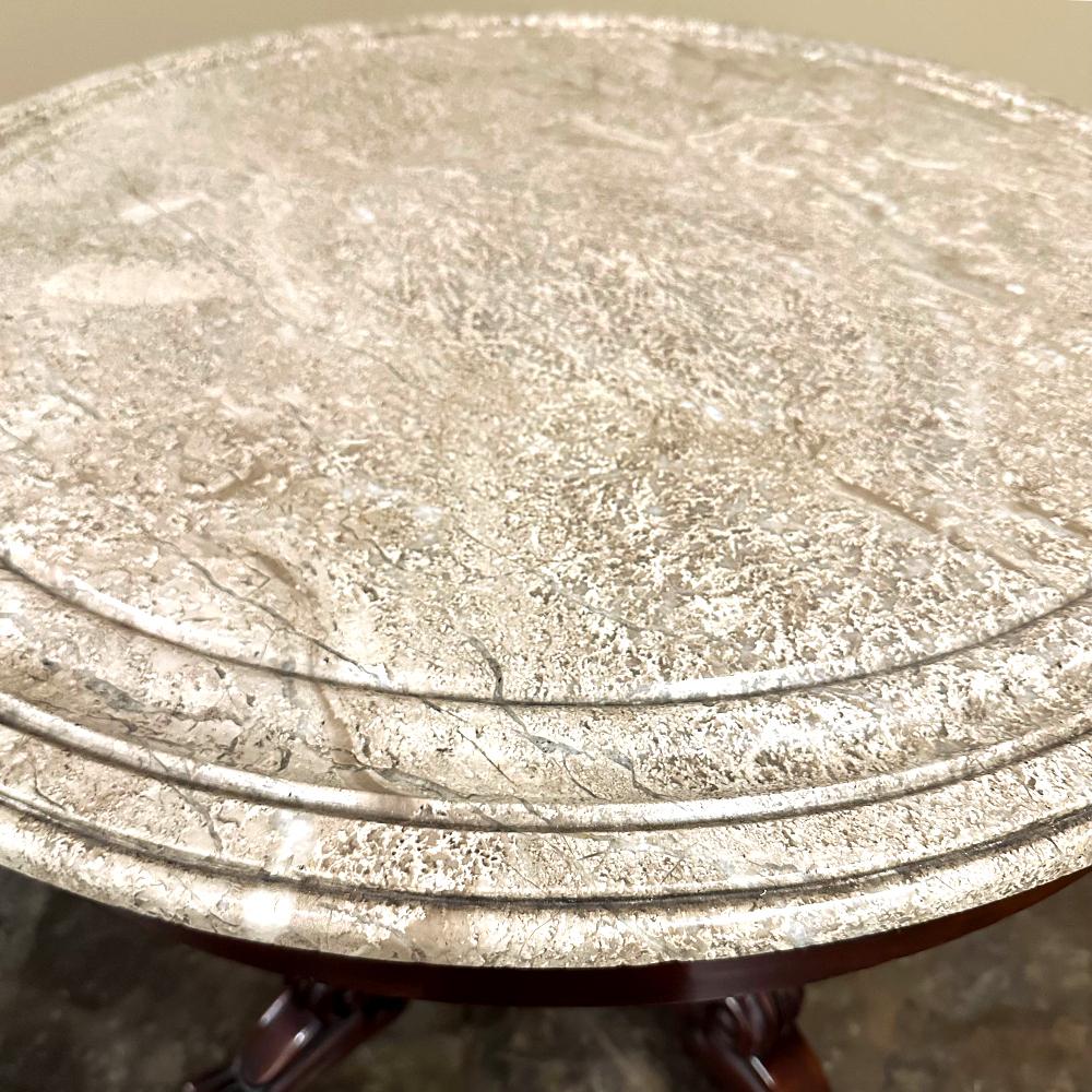 19th Century French Napoleon III Period Mahogany Marble Top Center Table For Sale 4