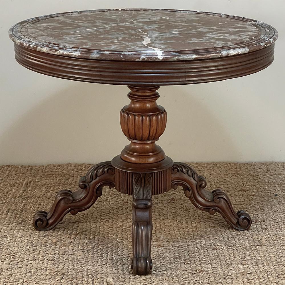 19th Century French Napoleon III Period Marble Top Center Table In Good Condition For Sale In Dallas, TX