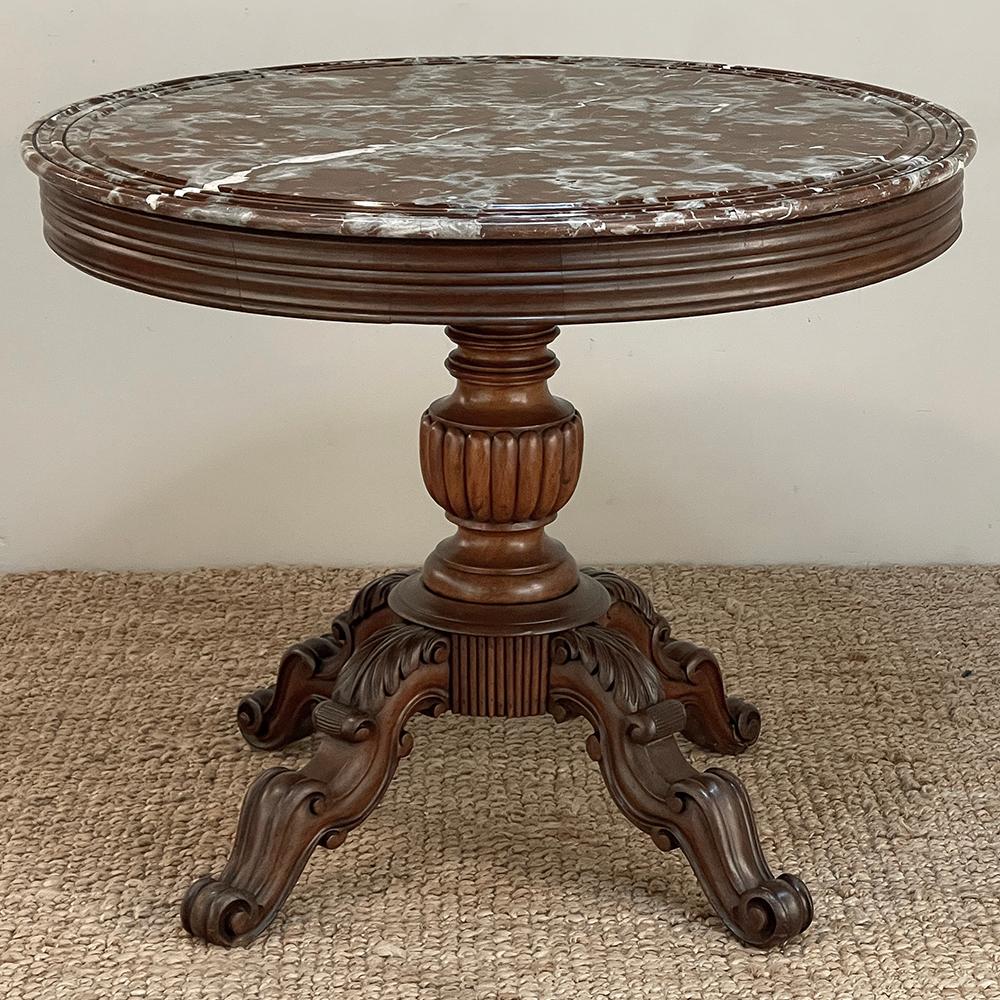 Griotte Marble 19th Century French Napoleon III Period Marble Top Center Table For Sale