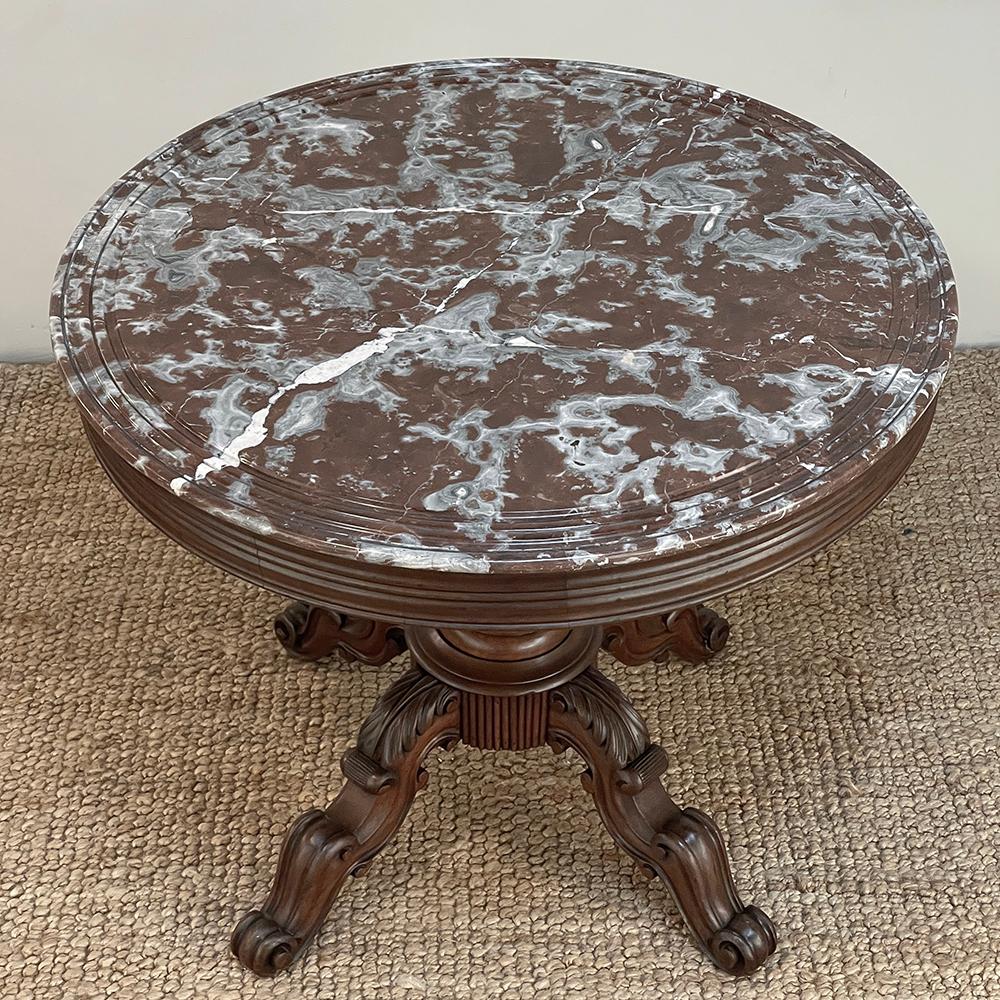 19th Century French Napoleon III Period Marble Top Center Table For Sale 1