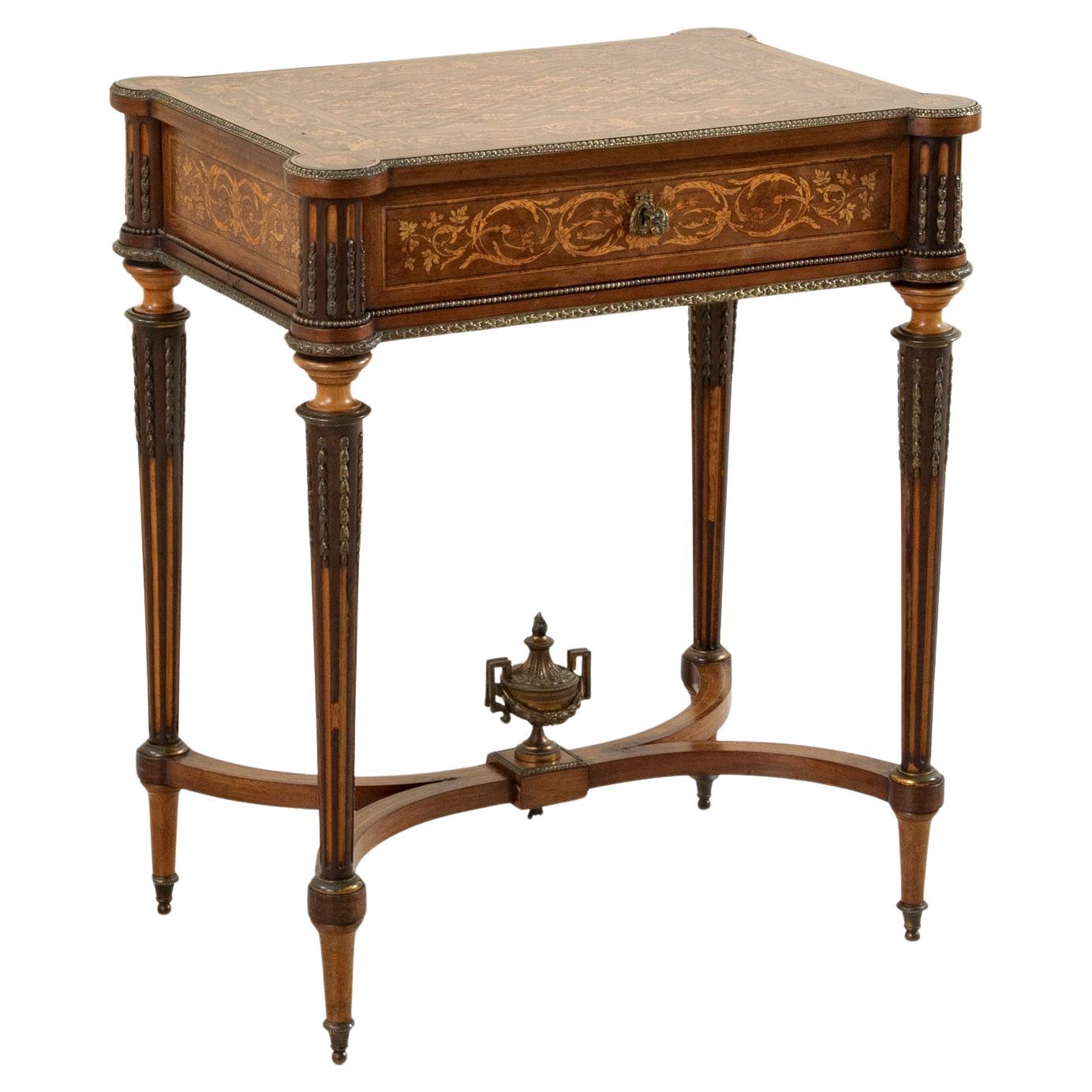19th Century French Napoleon III Period Marquetry Vanity Table or Side Table