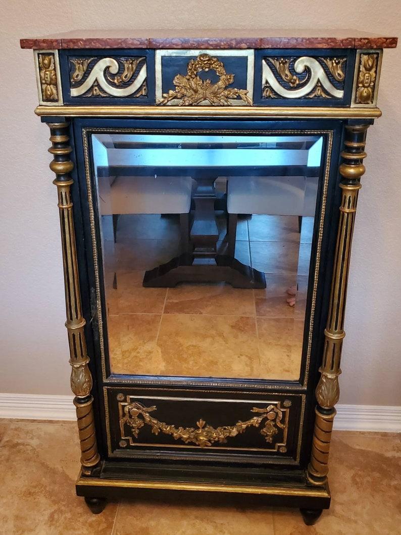 Ebonized 19th Century French Napoleon III Period Mirrored Cabinet For Sale