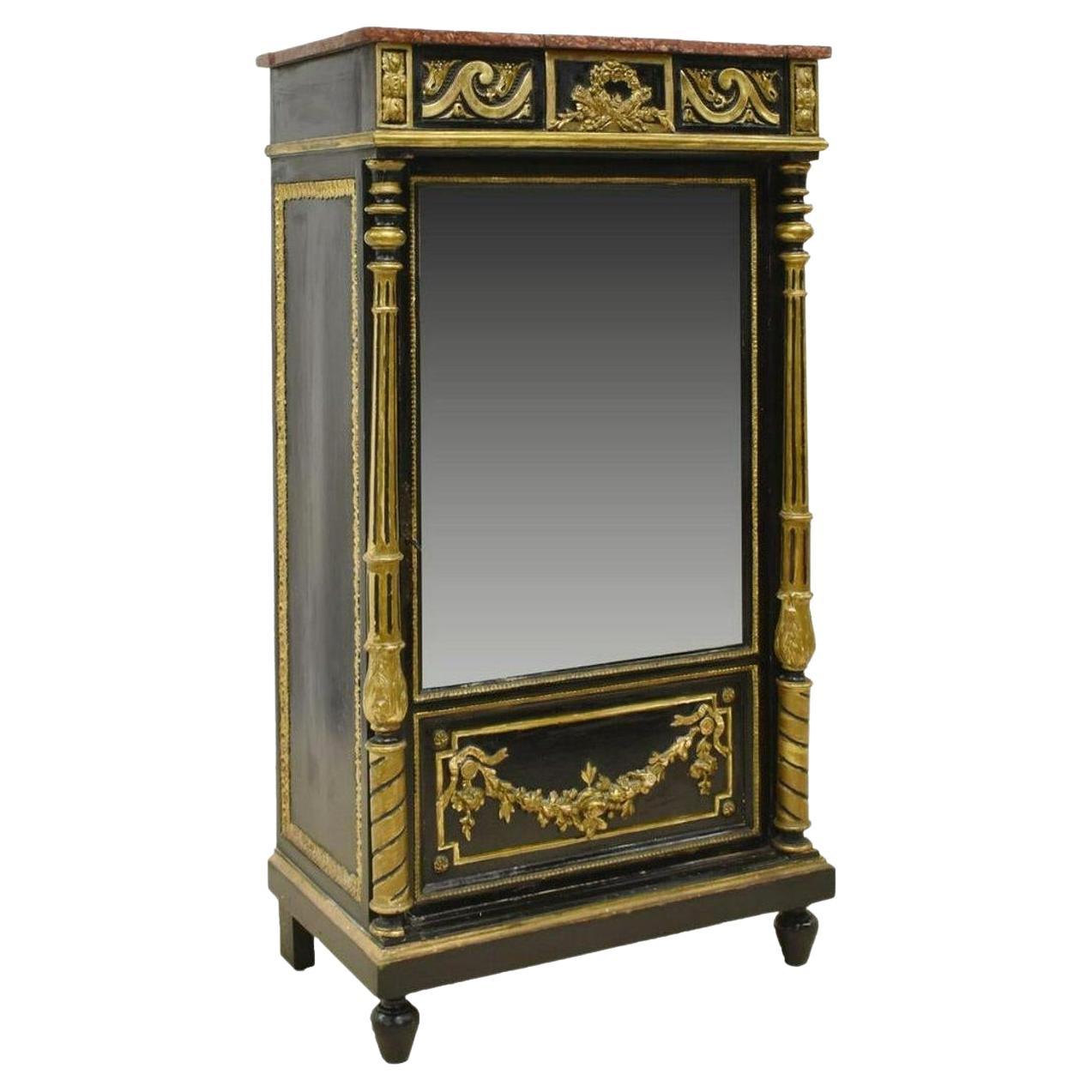 19th Century French Napoleon III Period Mirrored Cabinet