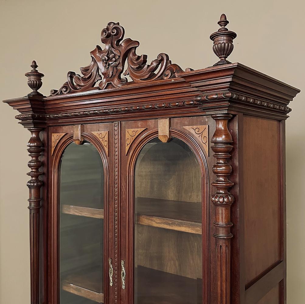 19th Century French Napoleon III Period Neoclassical Mahogany Bookcase For Sale 8