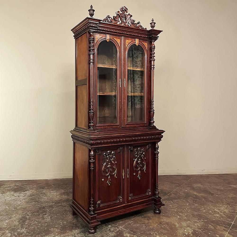 Neoklassizistisches Mahagoni-Bücherregal aus dem 19. Jahrhundert, Französisch Napoleon III.-Periode im Zustand „Gut“ im Angebot in Dallas, TX