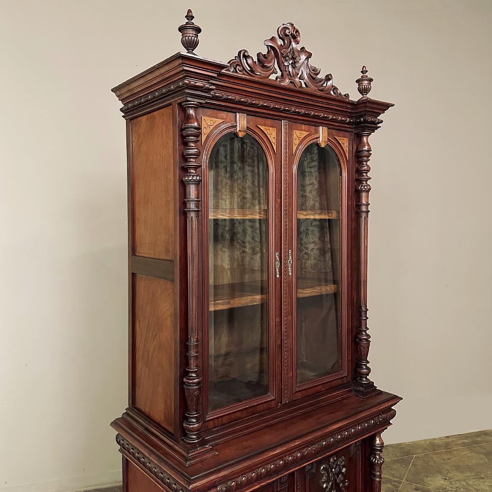 19th Century French Napoleon III Period Neoclassical Mahogany Bookcase For Sale 1