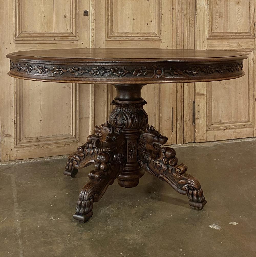 Oak 19th Century French Napoleon III Period Oval Center Table