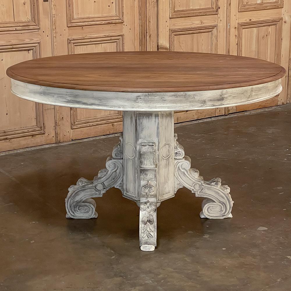 19th century French Napoleon III period oval painted center table is a wonderful way to welcome guests into your home, or to serve as an intimate dining table for any occasion! Featuring an oval shape that presents no sharp corners into the room's