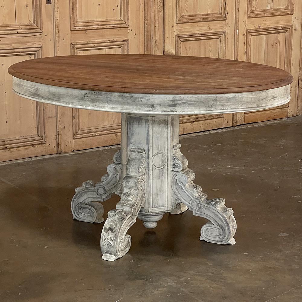 19th Century French Napoleon III Period Oval Painted Center Table In Good Condition For Sale In Dallas, TX